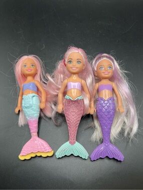 Barbie Kelly Chelsea Mermaid Dolls Dreamtopia Lot Of 3 Used